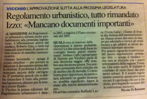 Salta l'approvazione del RUC? Salta l'approvazione del RUC?