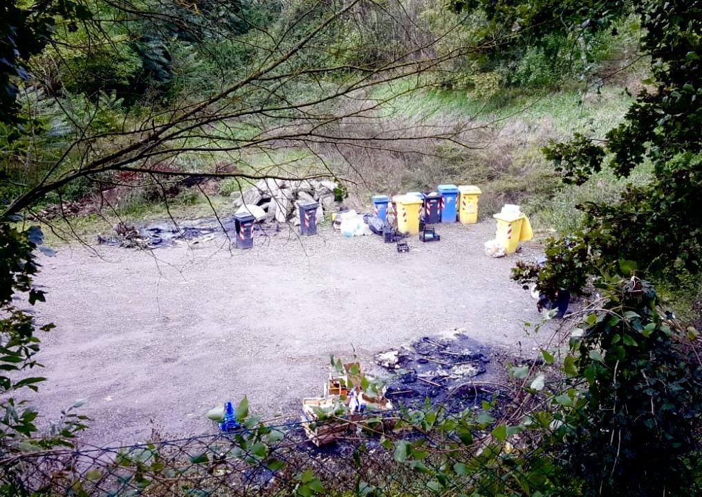 A fuoco i cassonetti al lago di Montelleri (FOTO)