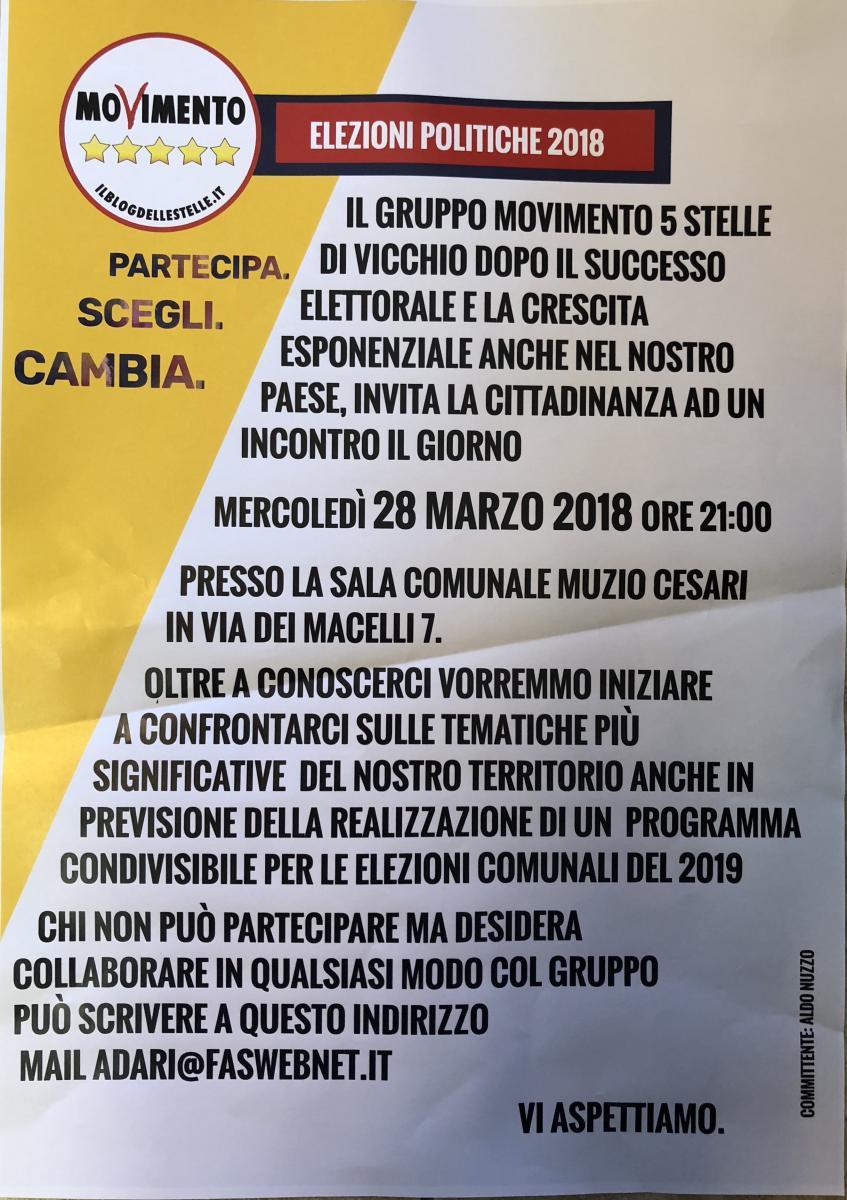 Vicchio 5 Stelle: prime manovre per le Amministrative 2019